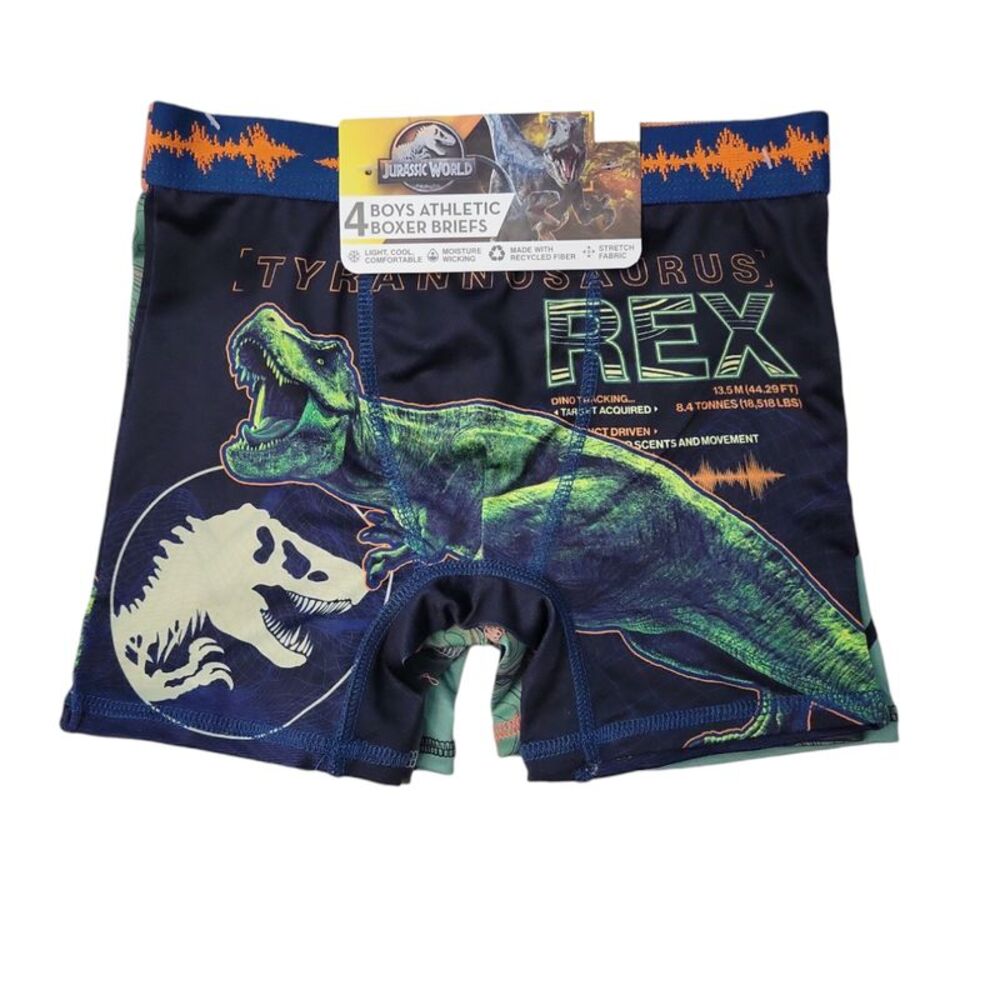 Character Boys 4-Pack Moisture Wicking Comfortable Boxer Brief - Jurassic World